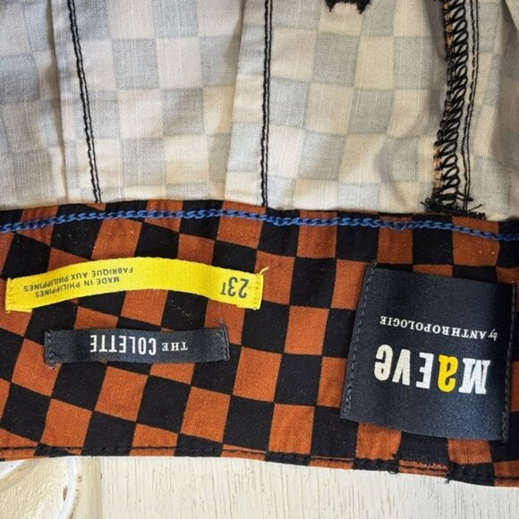 NWT Anthropologie Maeve The Colette Cropped Wide-Leg Pants Checker Print 23 Tall - Picture 6 of 11